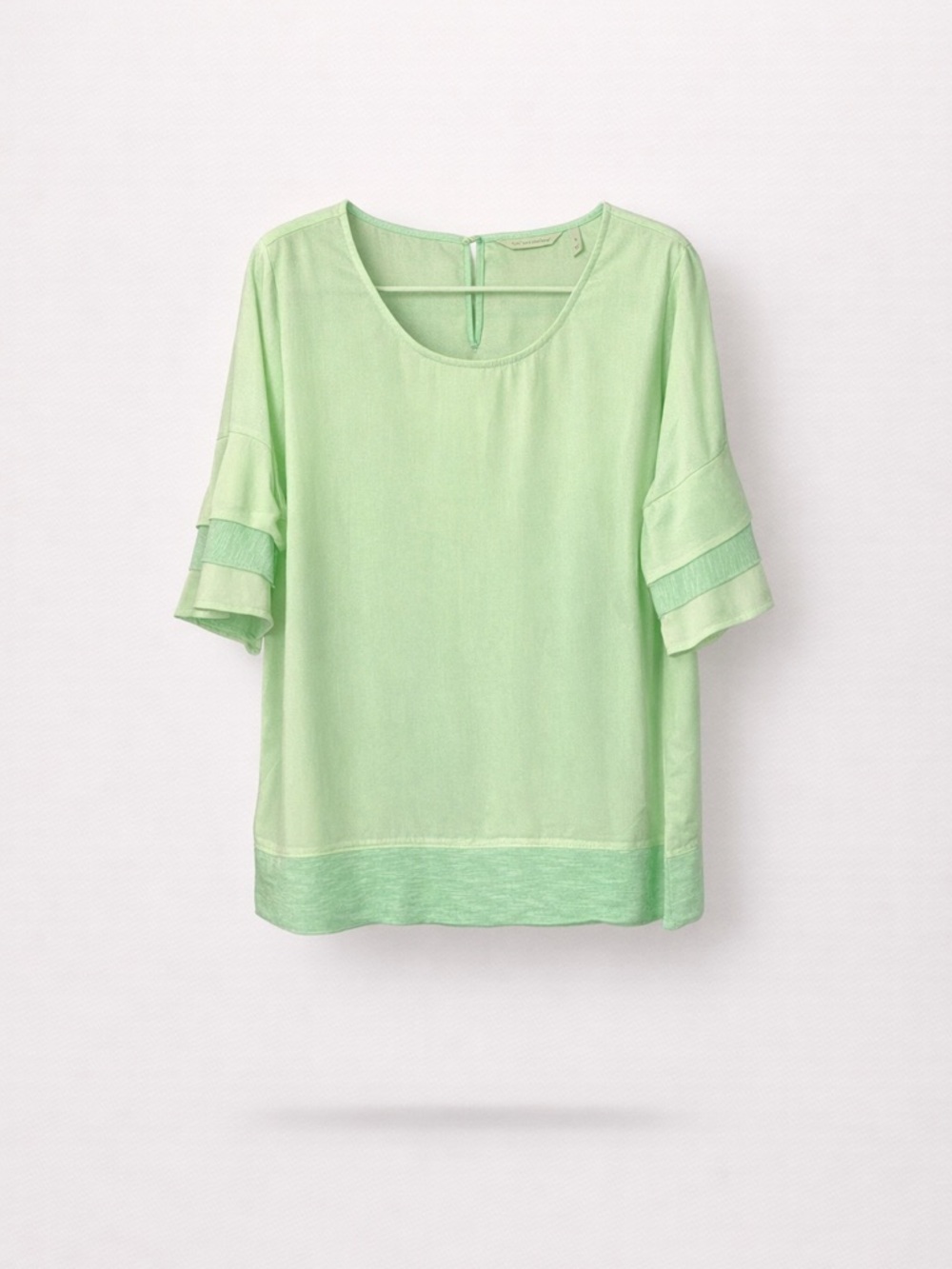 Soft Surroundings Light Green Neon Ruffle Sleeve Top Size L